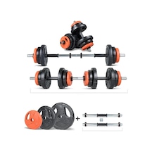 Spor Yıldız Serisi 22 Kg Multifonksiyonel Turuncu Siyah Halter Seti Ve Dambıl Seti