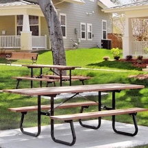 Metal Tasarım Ahşaplı Bahçe Bankı Dış Mekan Bank Modeli