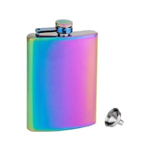 Rainbow Paslanmaz Çelik Cep İcki Matarası 8oz 240ml Çok Renkli