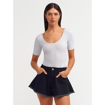 Dilvin Kısa Kollu Bodysuit Gri Melanj Dilvin Kısa Kollu Bodysuit Gri Melanj