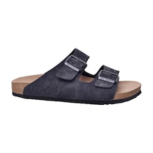 Fly Soft S903-002 Erkek İki Tokalı Mantar Tabanlı Yazlık Comfort Terlik Siyah Siyah