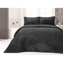 Merinos Modern Line 3 Parça Çift Kişilik Battaniye Seti - Koyu Gri
