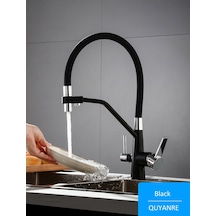 Mutfak Eviye Bataryası Dual Flow Su Arıtma Çıkışlı Siyah Krom B13