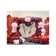 Deep Red Makaron Pembe Ve Bordo Balon Zinciri 100 Adet Mix