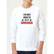 I Am Just Hero Baskılı Beyaz Erkek Örme Sweatshirt