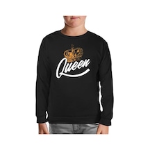 Queen Logo With A Crown Siyah Çocuk Sweatshirt 001 Siyah