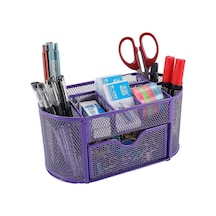 Ganzhoushop Ofis Örgü Kırtasiye Depolama Masaüstü Düzenleyici Kalemlik Çekmeceli Siyah 4-dw Mor