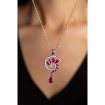 Papatya Silver 925 Ayar Gümüş Rodyum Kaplama Fuşya Renkli Spiral Snail Tasarım Kolye