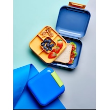 2 Katlı Mat Mavi Kare Mini Lunch Box Yemek Saklama Beslenme Kutusu Öğrenci Okul İşyeri Sefer Tası