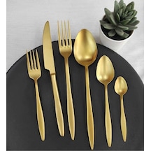 Carmen Mat Gold Titanyum 60 Parça (Yemek Bıçaksız) 12 Kişilik Çatal  Kaşık Seti Gold