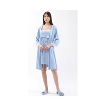 Luvmabelly Myra9651 Sabahlıklı Önden Bölmeli Dantelli Emzirme Geceliği -mavi-mavi