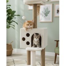 Reyo Pet Kedi Tırmalama Ve Oyun Evi Beyaz