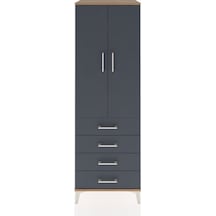 Hyperion Dolap Tek Raflı 4 Çekmeceli Tek Askılı 60x44x182 Çam... Çam