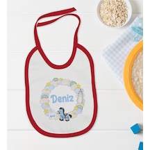 BK Kids Kişiye Özel İsimli Kırmızı Bebek Mama Önlüğü-28 Kırmızı