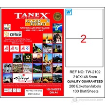 Tanex Prınter Lazer Yazıcı Etiketi Tw-2102 210X148.5MM