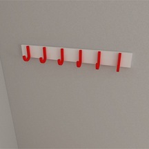 Hepsi3boyutlu Modern Duvar & Kapı Baston Askılık - 6 Adet Kırmızı J Askılık - Model No : 6 Kırmızı