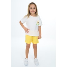 Toontoy Kids Toontoy Kız Çocuk Baskılı Şortlu Takım Koyu Sarı