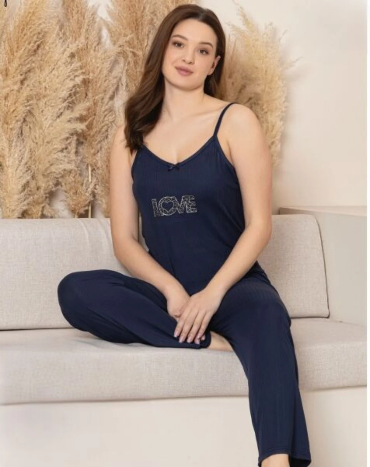 Charme Bayan Dublin İp Askılı Pijama Takım Gece Mavisi