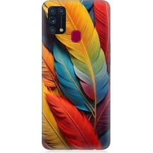 Samsung Galaxy M31 Uyumlu Pastel Renkli Tüyler Desenli Silikon Kılıf