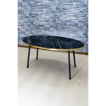 Zigon Sehpa Ve Orta Sehpa Elips Siyah Metal Ayak Altın Bendir Set Beyaz Zigon Sehpa Ve Orta Sehpa Elips Siyah Metal Ayak Altın Bendir Set Beyaz