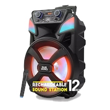 Bluetooth Hoparlör Speaker Karaoke Mikrofonlu Süper Bas Hoparlör 2x30w Büyük Boy Tekerlekli 5400mah