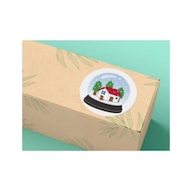 Kar Küresi Etiketi Yuvarlak Mat Çıkartma Round Sticker 4 Cm 20 Adet Çok Renkli
