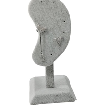 Earcuff Çelik Zirkon Taşlı Balina Kuyruğu Gümüş Renk Kıkırdak Küpe+küpe Gümüş