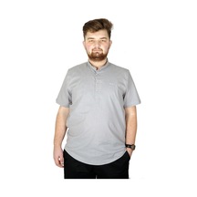 Mode XL Buyuk Beden Erkek Kısa Kol Hakim Yaka 20387 Gri