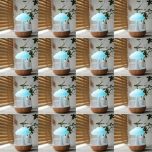 Techbloom Yogle Rain Cloud Humidifier Aromaterapi Difuzor Ahşap Renk Ayarlanabilir Led Işık Yatak Odası Ofis Plastik Gövde