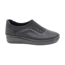 Zerhan 456 Kadın Siyah Günlük Kullanım Streç Comfort Ayakkabı Siyah