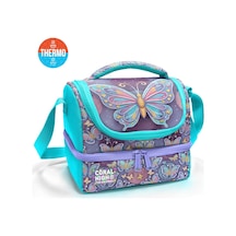 Coral High Kids Pastel Renkli Kelebek Desenli Thermo İki Katlı Beslenme Çantası 37203 Çok Renkli