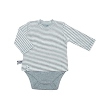 Organicera Organicera Organik Uzun Kollu Tshirt Bebek Body, Yeşil Melanj Çiz Yeşil