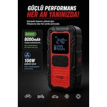 Bolt 001 Taşıma Çantalı 4' Ü 1 Arada Akü Takviye Cihazı Şarjlı Lastik Şişirme Powerbank Led Işık