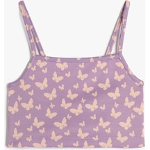 Koton Atlet Crop Kelebek Desenli İnce Askılı Lila Desenli 3skg30054ak 3SKG30054AK3D7 Lila
