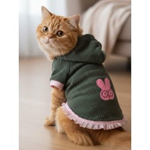 Bunnypop Kapüşonlu Kedi Elbisesi Yeşil & Pembe