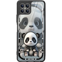 Omix X600 White Lucky Panda Tasarımlı Glossy Telefon Kılıfı Siyah