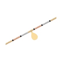 Diamond Line - Gülaylar - 3 Renkli Altın 14 Ayar Toplu Bileklik Standart N11.21851 Sarı Altın