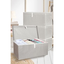 4 Adet Kapaklı Çok Amaçlı Hurç Saklama Kutusu Organizer Mega Plus 70 X 40 X 30 Cm Gri Gri