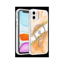 Onegif Apple Uyumlu iPhone 11 Lotus Simli Magsafe Kapak - Turuncu