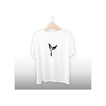 Melek Kadın Detaylı Unisex Tişört Beyaz