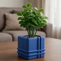 Bezos 3d Baskı Square Planter - Izgara Desenli Küp Saksı-mavi 22