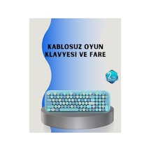 Retro Tarz Kablosuz Klavye Mouse Seti 104 Tuşlu Ergonomik Tasarım - Karbul6334-8398 Renkli