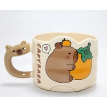 Buğz Capybara Figürlü Yayvan Formlu Porselen Kupa Bardak Diğer