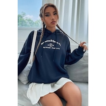 Uyguntarz Unisex Gymnasium Baskılı Oversize Sweatshirt Lacivert