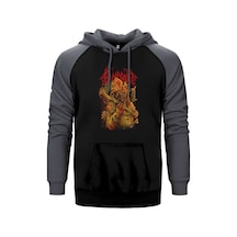 Bloodbath Skull Gri Renk Reglan Kol Sweatshirt / Hoodie