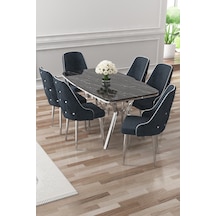 Canisa Asel Serisi 90x160 Lak Panel Siyah Mermer Desen Krom Detay Masa Takımı Ve 6 Sandalye Siyah Mermer Masa Sandalye Antrasit Krom Detay Canisa Asel Serisi 90x160 Lak Panel Siyah Mermer Desen Krom Detay Masa Takımı Ve 6 Sandalye Siyah Mermer Masa Sandalye Antrasit Krom Detay