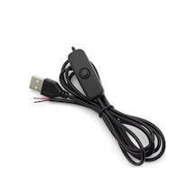2 Amper Swich Li Usb Erkek Kablo 1 Metre Anahtarlı Açık Uçlu Siyah Usb Kablo