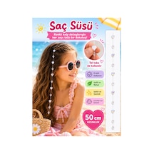 Işıltılı Kalp Boncuklu Çocuk Saç Süsü - 50 Cm Pratik Tel Tokalı
