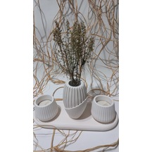 İskandinav Vazolu Tabaklı Tealight Mumluk Set