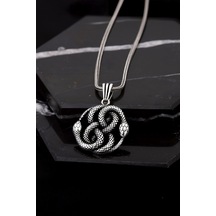Gümüş Yılan Motifli Erkek Kolye -7439 Gümüş 55 CM